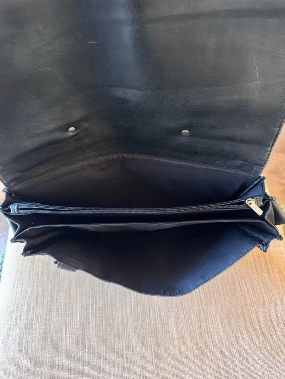 Vintage Rusty Black Leather Messenger Bag Briefcase